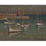 *Herbert TRUMAN (1883-1957) Oil on canvas board ‘St Ives Harbour’ Inscribed to verso in the artist’s