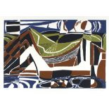 *Reginald James LLOYD (b.1926) Coloured screenprint ‘Figures & Rocks’ Inscribed Artist Proof