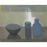 *Muriel ARCHER (1911-2011) Oil on canvas board Still life – bowl & jars on a table Unframed 15.75” x