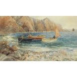 Alfred J. Warne BROWNE (1855-1910) Watercolour Bringing in the lobster pots on a cove on The