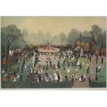 *Helen BRADLEY (1900-1979) Signed coloured print ‘The Fair at Daisy Nook’ Signed in pencil 20” x 30”