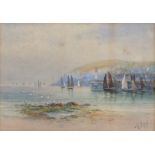 John C. UREN (1845-1932) Watercolour The fishing fleet setting out Newlyn Signed 7” x 10” (17.8cm