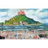 *Simeon STAFFORD (b.1956) Oil on board ‘St Michael’s Mount’ Inscribed & signed to verso Signed 14.5”