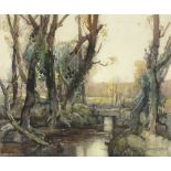 *Stanley Horace GARDINER (1887-1952) Watercolour & ink The Mill Stream Lamorna – winter Signed &