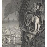 Thomas KELLY (1795-c.1841) Black & white engraving Boneparte on board the Belerophon off Plymouth