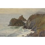 George Spawton CATLOW (1855-1925) Watercolour On the Lizard coast Cornwall Signed & dated 1887 7”