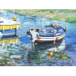 *Nigel HARVEY (b.1961) Watercolour Pleasure boats moored at low tide Signed with initials & dated (