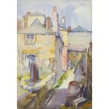 M* C* SEATON Watercolour Strong sunshine to Barnoon St Ives Signed with initials 13.75” x 9.5” (35cm