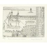 *Bryan PEARCE (1929-2007) Black & white etching Parish Church & Harbour Inscribed in pencil &