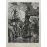 Henry Scott TUKE (1858-1929) Signed black & white print ‘All Hands to the Pumps’ Circa 1889 Signed