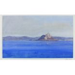 *John MILLER (1931-2002) Gouache ‘St Michael’s Mount’ Inscribed, studio stamp signed & Artist’s