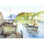 *Robin LEONARD (b.1960) Watercolour West Looe Harbour Signed 7.25” x 9.5” (18.4cm x 24.1cm)