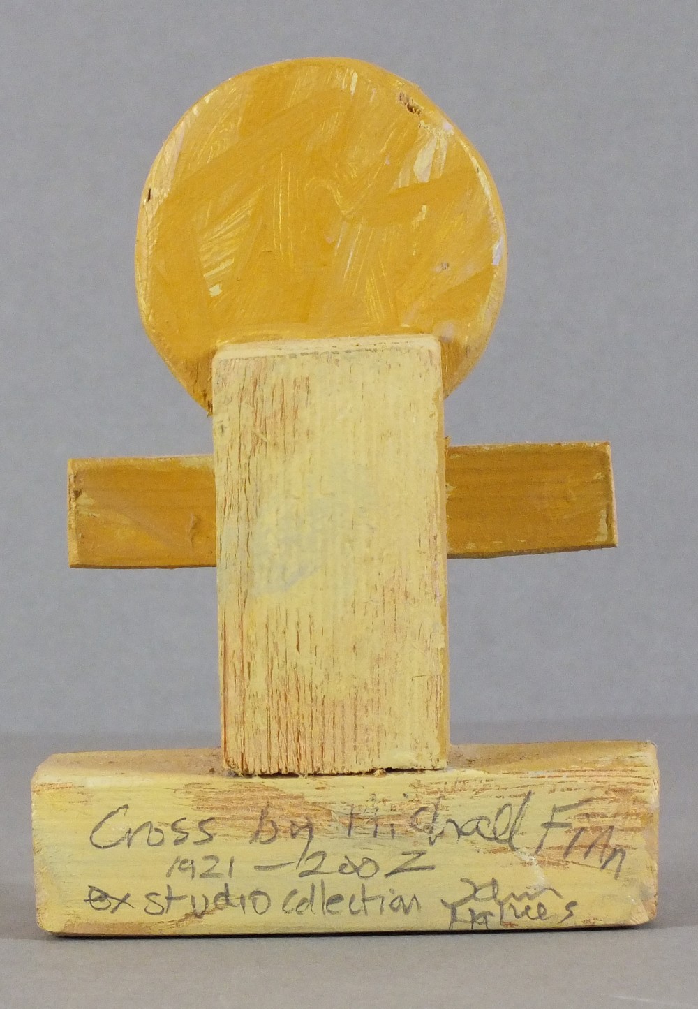 *Michael FINN (1921-2002) A wooden & painted cross 6” high (15.2cm) Provenance: Inscribed in - Image 2 of 2