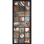 Robert WILCOX (b.1944) (St Ives School) Tile Assemblage in box frame comprising 24 unique ceramic