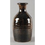 Jeremy LEACH (1941) & Janet COX A stoneware bottle form vase with tenmoku glazes Impressed JL & JC