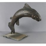 * Joanna WASON (b.1952) A sculpture in fibre glass of a ‘Leaping Salmon’ on flat stoneware base