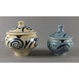 Jeremy LEACH (b.1941) & Janet COX Matilda Pottery Two lidded sauce / preserve tureens. One decorated