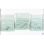 Lydia SPURRIER-DAWES (b.1961) Fused glass triptych ‘Seascape Triptych II’ Inscribed, signed &