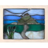 Jenny BARKER Stained glass panel (copper foiled) ‘St Michael’s Mount’ 8” x 11” (20.3cm x 27.9cm)
