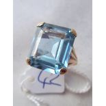 An octagonal blue stone ring in 9ct mount