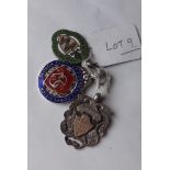 A silver & enamel medal dated 1899 and 2 other silver medals