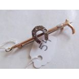 Paste set riding crop brooch 2.5g