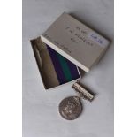 An Elizabeth II General Service Medal with Cyprus Bar to Fg Oft to G.W. Hawells, Avon Reg.  R.A.F. -