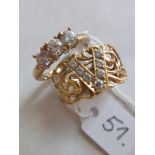 14ct white stone set dress ring and another 9ct 5g