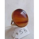 9ct agate oval ring 5.5g