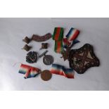 A trio of WW1 badges to Sjt. W.T. Richards Duke of Corn. LI (including 1914 Duplicate Star) + Cap