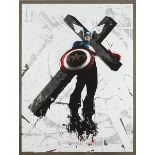 Miss Bugs (b.1979) CARRY YOUR SINS, 2010 screenprint, acrylic, collage on aluminium; (no. 2 from