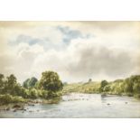 Frank Egginton RCA (1908-1990) VIEW OF RIVER MAINE watercolour signed lower right 14 x 20in. (35.