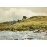 Frank Egginton RCA (1908-1990) RIVER WITH COTTAGE IN THE DISTANCE watercolour signed lower right 14½