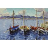 Ivan Sutton (b.1944) GALWAY HOOKER, ROUNDSTONE, GALWAY oil on canvas board signed lower left; signed