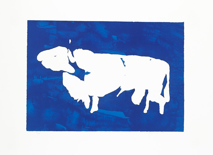 Louis le Brocquy HRHA (1916-2012) THE BULL OF CÚAILNGE (BLUE) lithograph on Swiftbrook paper; (no.