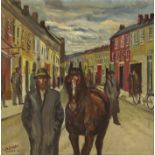 Simon Coleman RHA (1916-1995) MAN AND HORSE oil on canvas signed lower left 13.80 x 13.80in. (35.