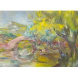 Mary Swanzy HRHA (1882-1978) BRIDGE, 1972 oil on board signed and dated lower right; with