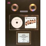 Westlife, 'Turnaround' Framed double platinum commemorative discs presented by RCA / Sony BMG to