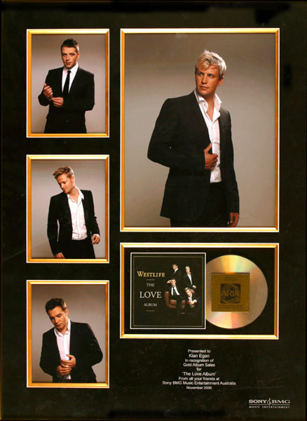 Westlife, 'The Love Album' Framed commemorative disc, accredited by Australian Recording Industry