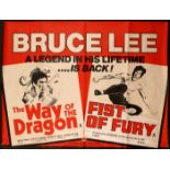 Way of the Dragon and Fist of Fury double bill Starring Bruce Lee. An unrestored British quad poster