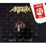 Anthrax, Among the Living, signed album LP record, Island Records, ILPS 9865, signed to the outer