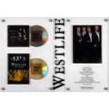 Westlife, 'The Love Album' and 'Live at Wembley' Framed commemorative discs, accredited by