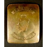 Circa 1790. Lurgan Infantry shoulder belt plate. A gilt rectangular convex shoulder belt plate
