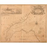 18th century sea charts, Captain Greville Collins, seven charts from his Coasting Pilot", c1740."