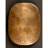 1790s Shelmalier Cavalry, Co. Wexford, cross belt plate An oblong brass plate, engraved with the