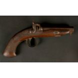 Circa 1840 Irish Percussion Pocket Pistol By M. & L. Pattison With sighted octagonal damascus