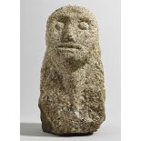 500BC to 500AD Iron Age. Irish stone head. Granite, angled break at the base along one side. Height: