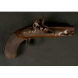 A Rigby pocket pistol An early 19th century Irish flintlock pocket pistol, the gold inlaid