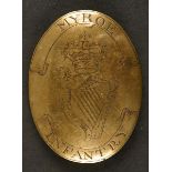 Circa 1798. Myroe Infantry, Co. Derry, cross belt plate. A brass oval convex cross belt plate