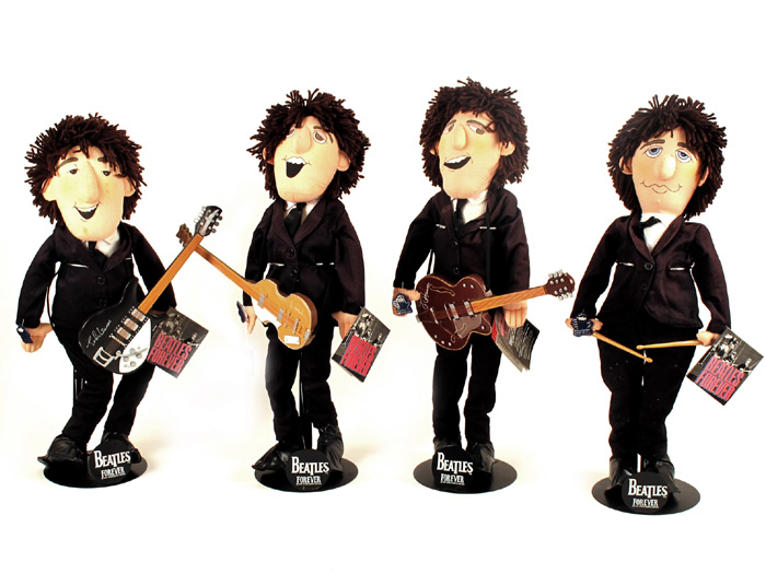 The Beatles dolls A set of four Applause of California Beatles Forever" rag doll figures and stands,